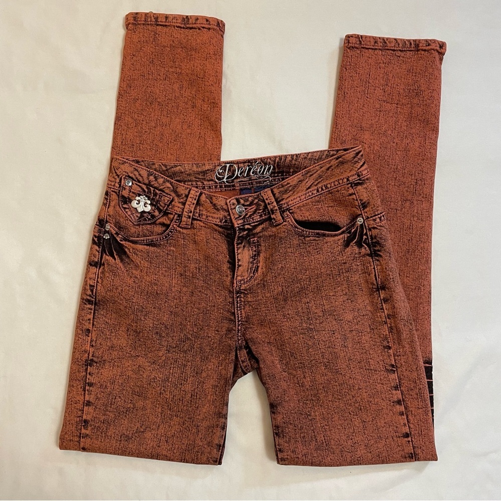 New Dereon Straight Leg Ankle Zip Brown Jeans Size 7/8